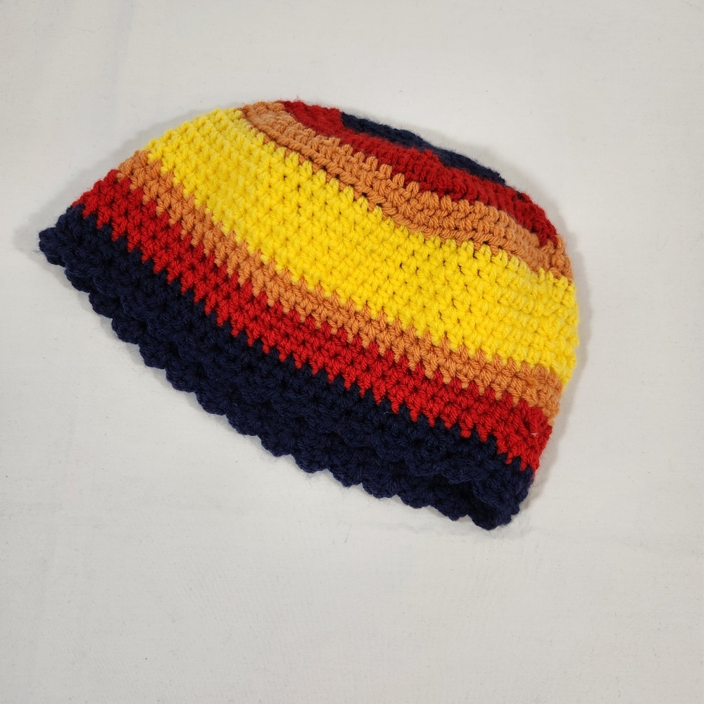Crochet Messy Bun Ponytail Beanie Astros